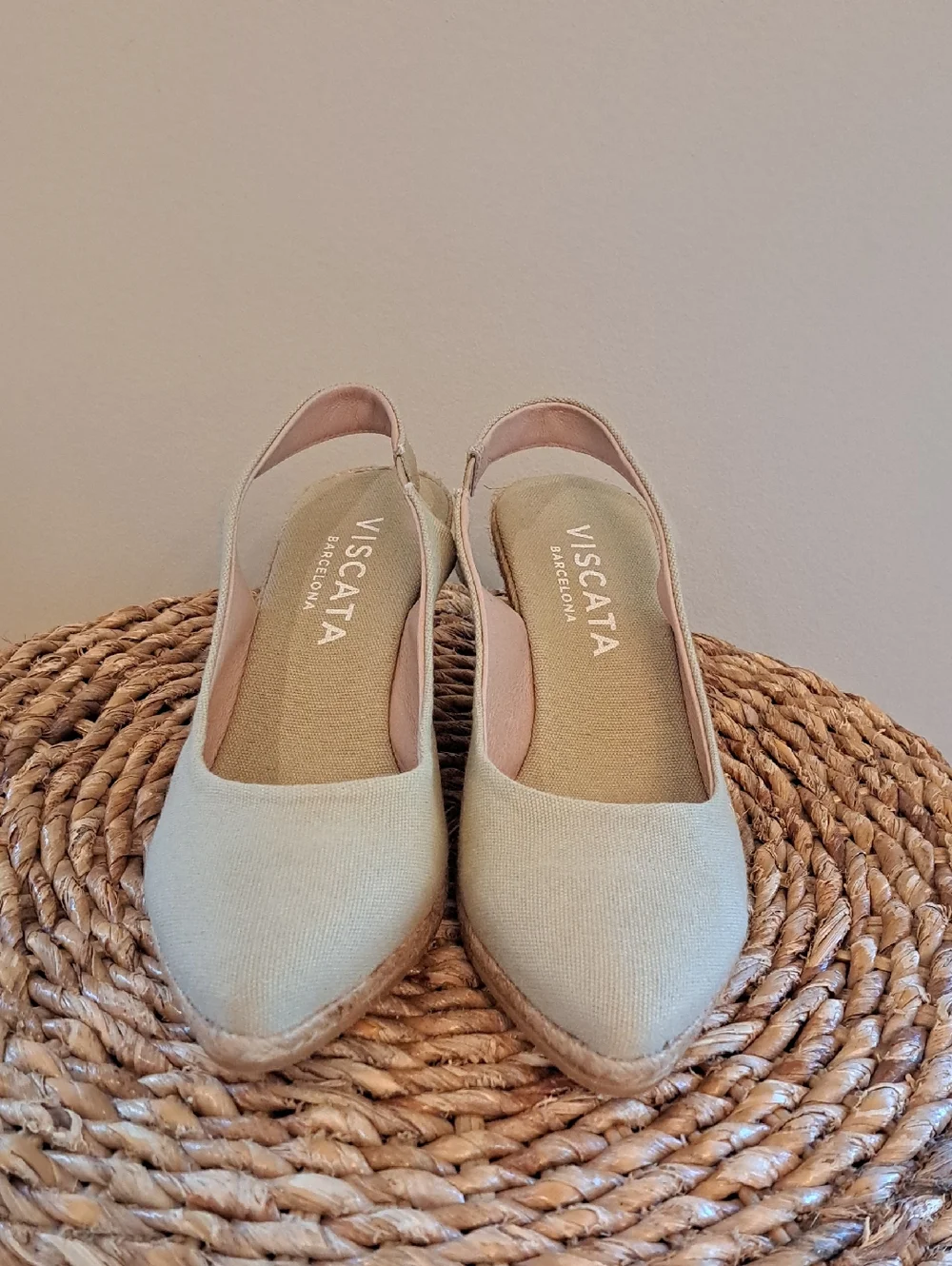 NWOT VISCATA Barcelona Womens Palomera Khaki Beige Canvas Espadrille‎ Sandals 41